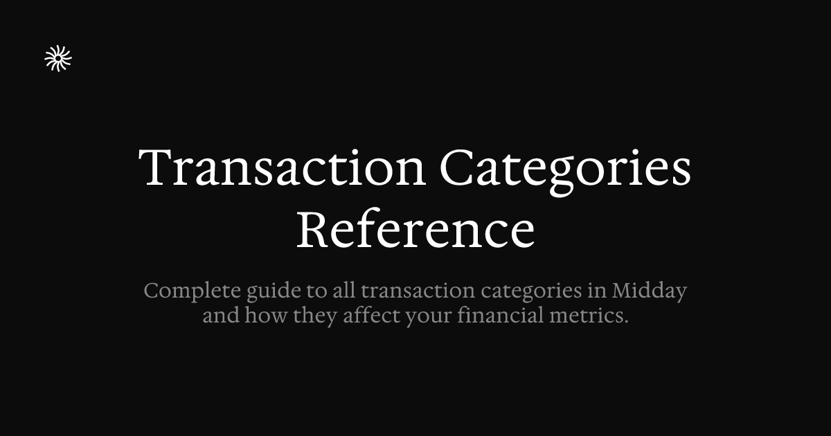 Transaction Categories Reference