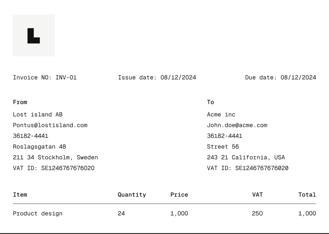 Invoice PDF Template